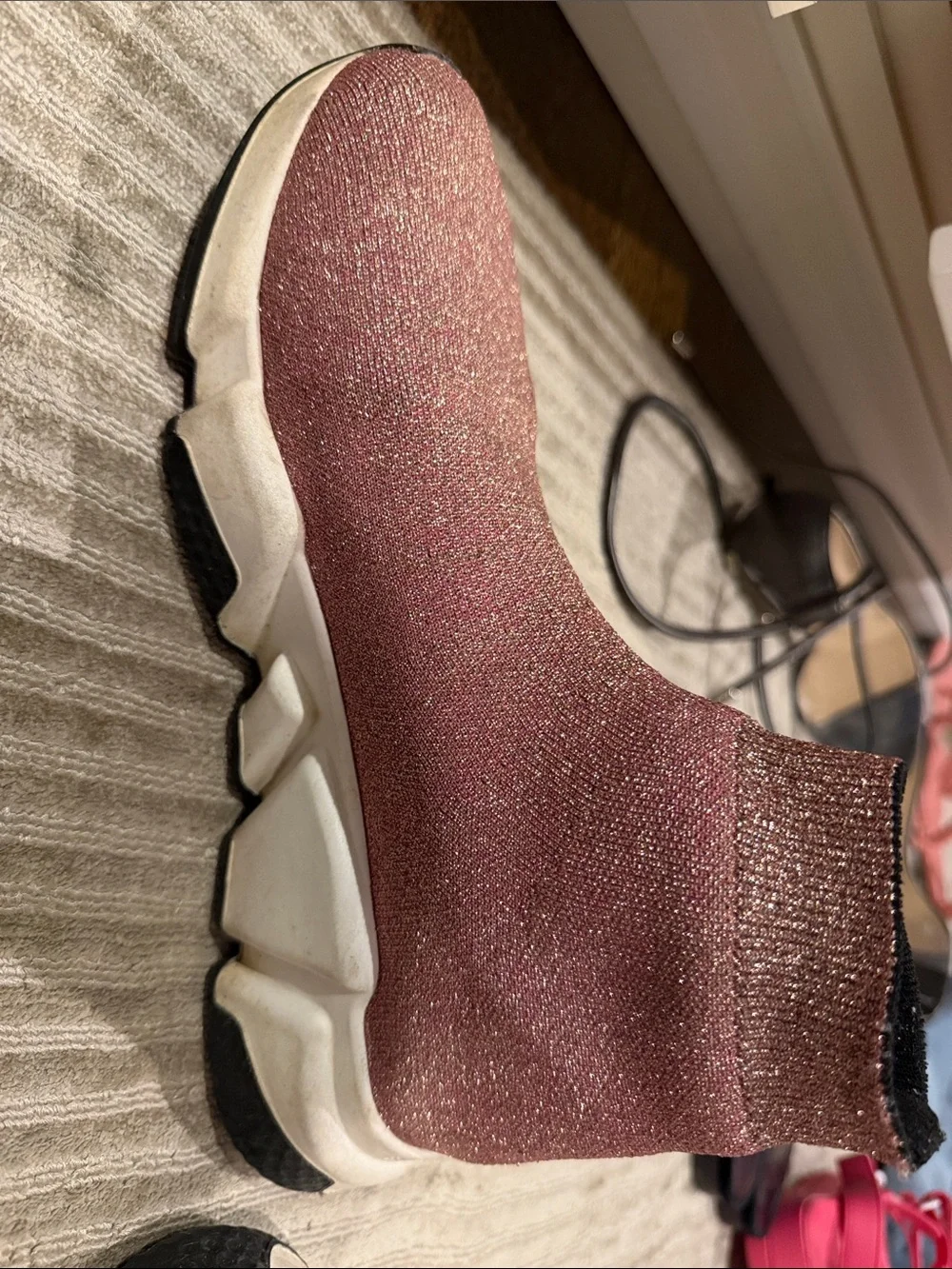 Balenciaga Metallic Pink Knit Sneaker
